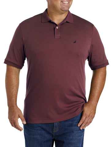 Nautica Men's Classic Fit Short Sleeve Solid Soft Cotton Polo Shirt, Royal Burgundy, Large