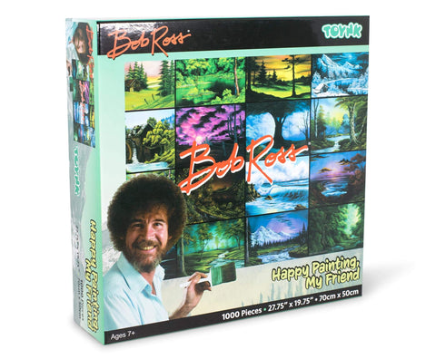 Bob Ross Happy Painting, My Friend Puzzle for Adults and Kids | Nature Scenery 1000 Piece Jigsaw Puzzle Toy | Interactive Brain Teaser for Family Game Night | 28 x 20 Inches