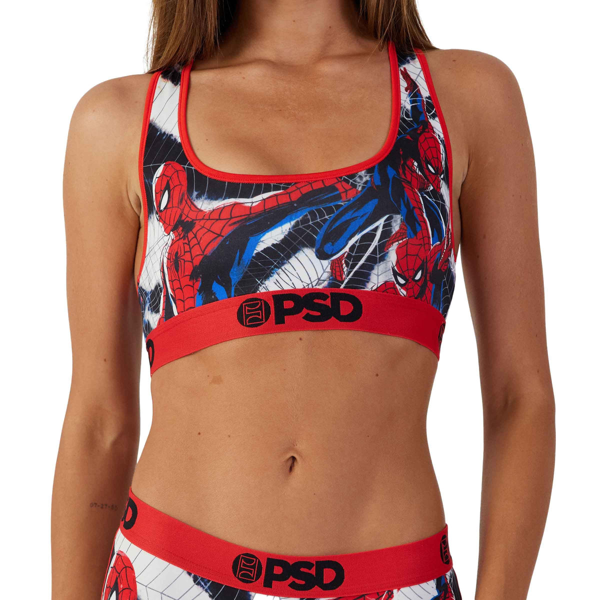 PSD Women's Spiderman Sports Bra, Multi, M