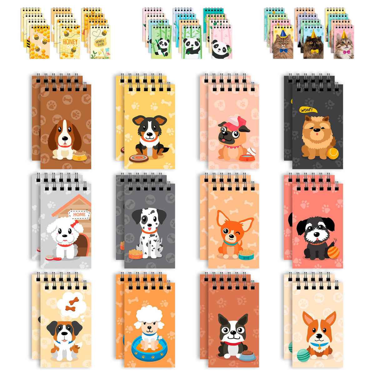 Decorably 24 Dog Party Favours - 12 Designs Dog Theme Party Favours, 2.4x4in Dog Party Favors Dog Party Favor, Dog Paw Print Party Favors Dog Party Favours Kids, Dog Notebook Kids Notebook Cute Dog