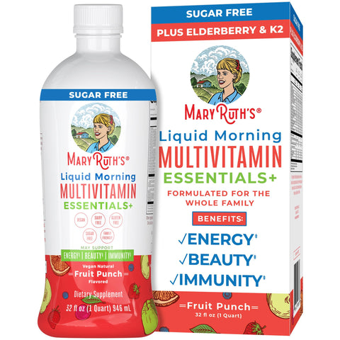 MaryRuth Organics Multivitamin Multimineral for Women Men & Kids | No Added Sugar | Vegan Liquid Vitamins for Adults & Kids | Energy & Beauty Booster | Non-GMO | 32 Fl Oz | Fruit Punch