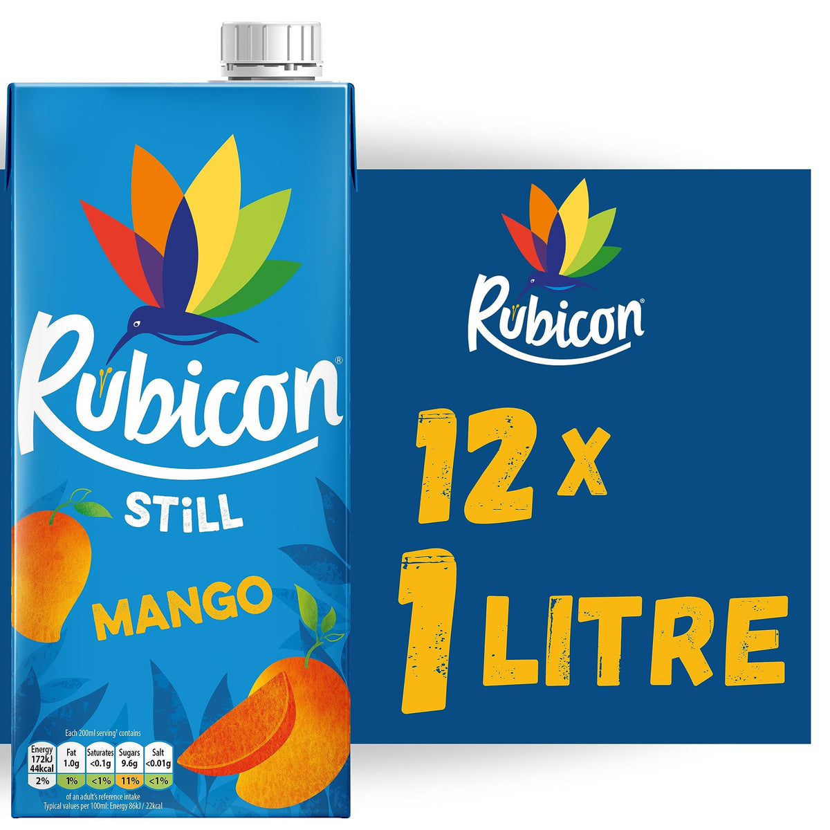 Rubicon Still 12 Pack Mango Juice Drink, Made with Handpicked Alphonso Mangoes for an Authentic and Delicious Flavor - 12 x 1L Cartons
