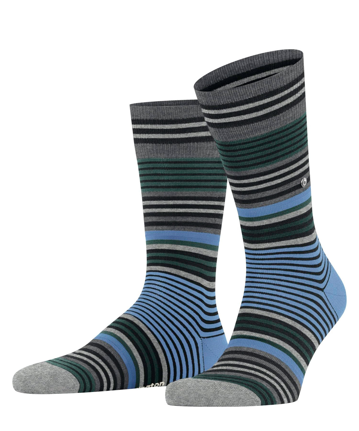 Burlington Men's Stripe M So Wool Patterned 1 Pair Socks, Black 3000, 6.5-11