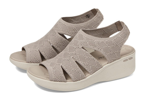 Skechers Women's PIER-LITE-Memory Maker Wedge Sandal, Taupe, 10
