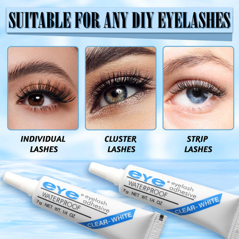 GEMERRY Lash Glue, 24H+ Strip Eyelash Adhesive, Clear, Includes 7g Lash Adhesive and 1 Brush, Cluster Lash Glue, Used for Strip Lashes and Lash Clusters DIY at Home