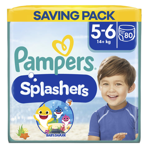 Pampers Splashers Swim Pants, Size 5 (14+ kg) 80 Count, Saving Pack, Do Not Swell in Water, Packaging May Vary