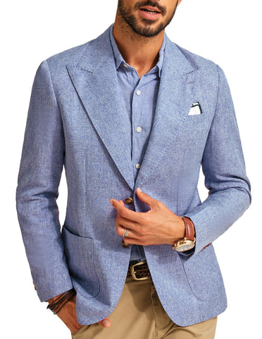 PJ PAUL JONES Men's Sporty Regular Fit 2 Buttons Casual Blazer Business Suit Jacket, blue grey, XL