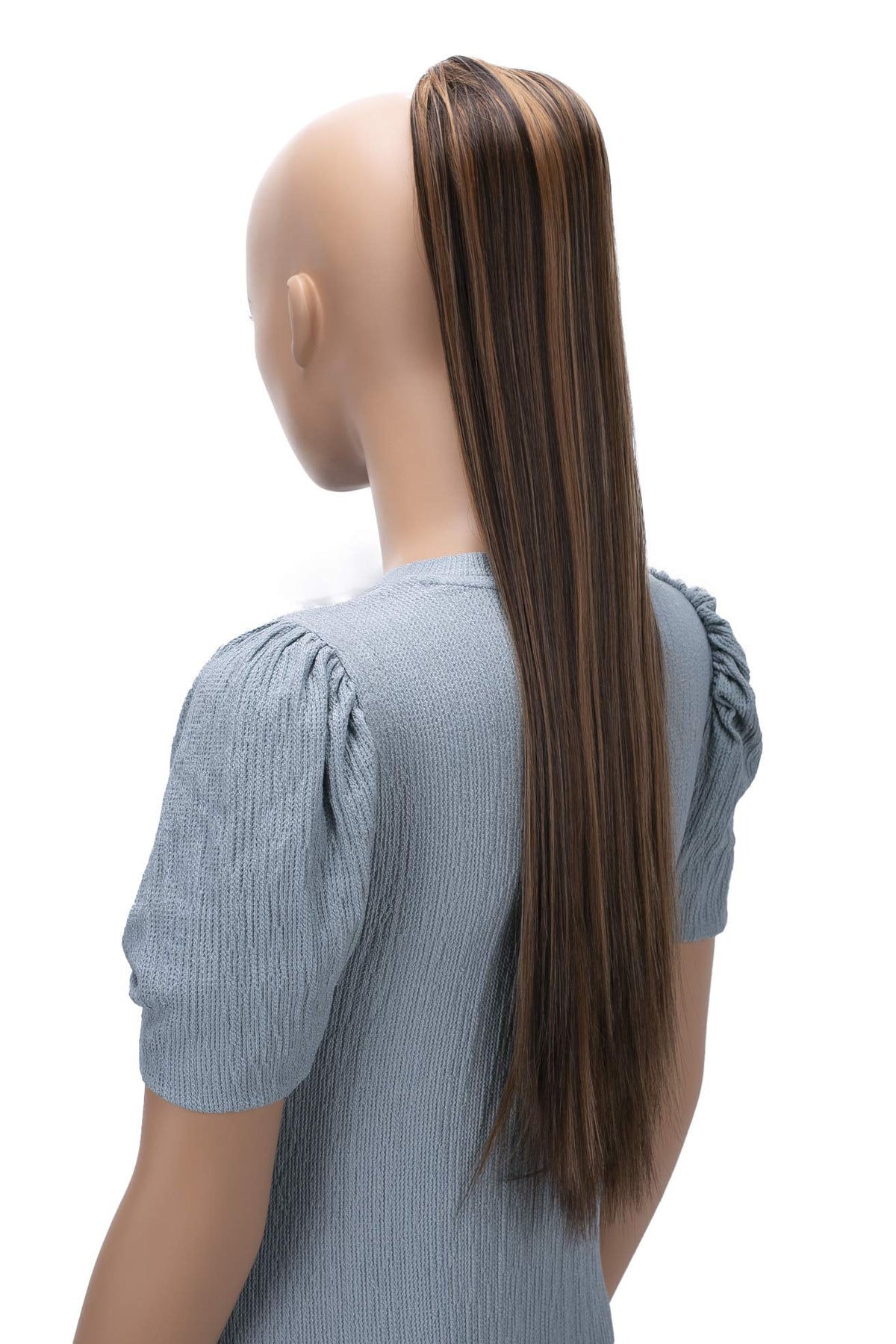 CAISHA 26" Longhair Hairpiece Ponytail Extension Drawstring Straigth Heat-Resistant Synthetic Fibres Brown With Streaks Highlights PH630