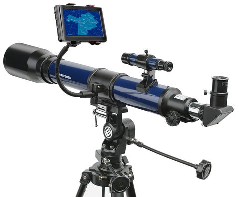 Bresser Skylux 9618760LC1000 Telescope 70/700 mm with Smartphone Holder and Sun Filter Dark Blue