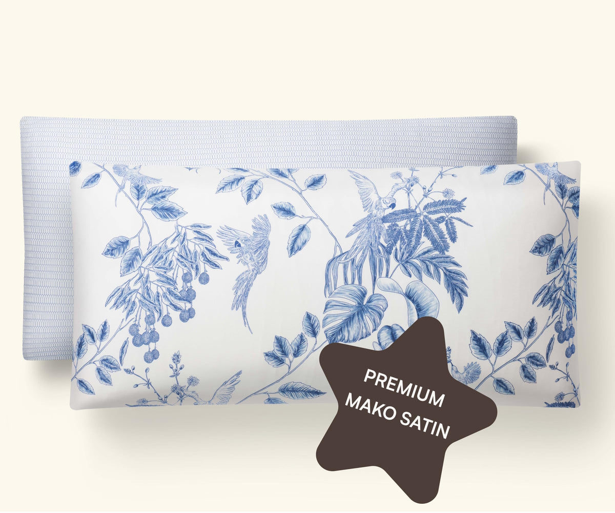 Amqua Mako Satin Pillowcase 40 x 80 cm, Set of 2 Cotton, Satin Cushion Cover 80 x 40 cm, 40 x 80 cm, Cushion Cover Flowers, Soft as Silk Pillowcase 40 x 80 cm, Maco Satin, 40 x 80 cm, Arisa