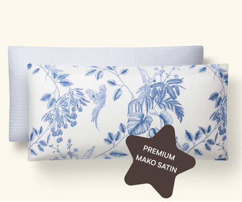 Amqua Mako Satin Pillowcase 40 x 80 cm, Set of 2 Cotton, Satin Cushion Cover 80 x 40 cm, 40 x 80 cm, Cushion Cover Flowers, Soft as Silk Pillowcase 40 x 80 cm, Maco Satin, 40 x 80 cm, Arisa