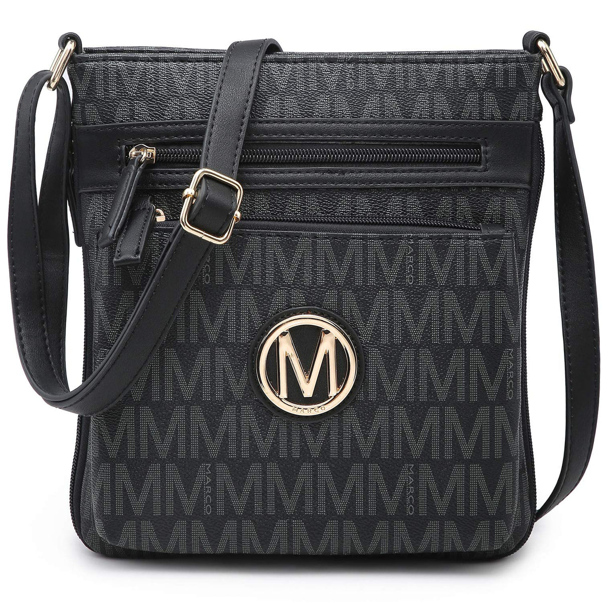 MARCO M KELLY Crossbody Bag for Women Travel PU Leather Multi Pockets Crossbody Purses Monogram Zip Shoulder Bags
