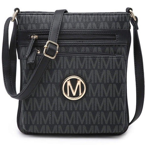 MARCO M KELLY Crossbody Bag for Women Travel PU Leather Multi Pockets Crossbody Purses Monogram Zip Shoulder Bags