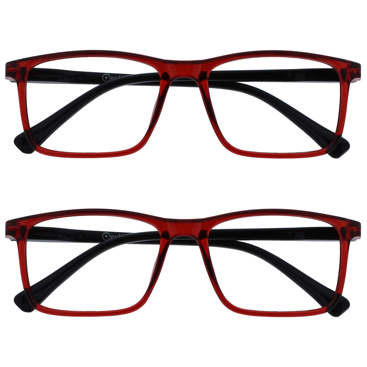 OPULIZE Ink Reading Glasses 2 Pack Large Rectangular Frame Dark Red Black Arm Spring Hinges Scratch Resistant Mens Womens RR4-Z +1.00