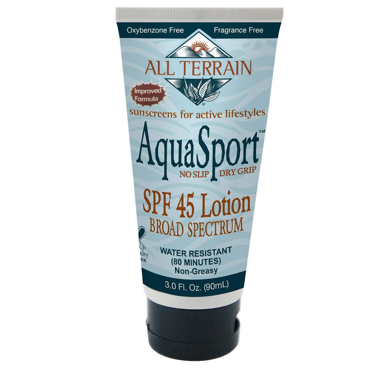 All Terrain AquaSport SPF45 Sunscreen Lotion 3oz, Mineral Sunscreen, Reef-Safe, Using Natural Ingredients