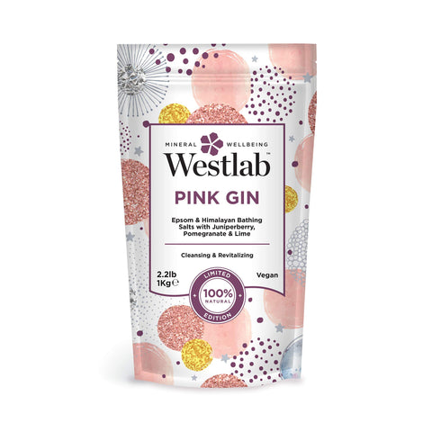 Westlab Pink Gin Epsom & Himalayan Mineral Bath Salt with Juniper Berry, Pomegranate & Lime 1Kg