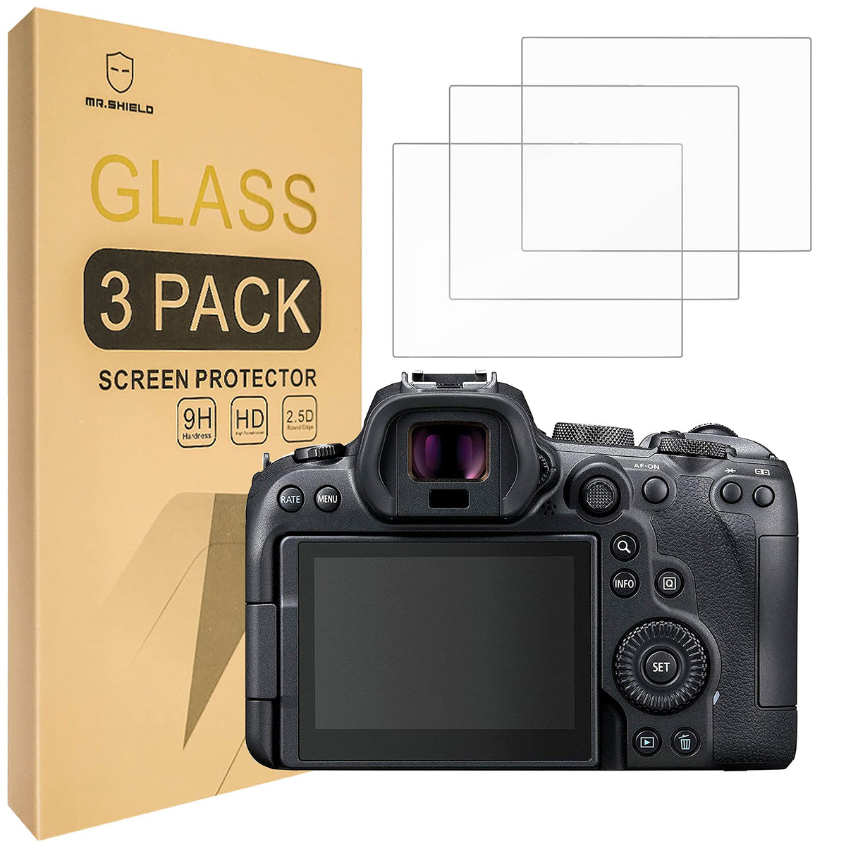 Mr.Shield Screen Protector For Canon EOS R6 R6II Mark II R7 Camera [Tempered Glass] [9H Hardness] [3-Pack] Screen Protector