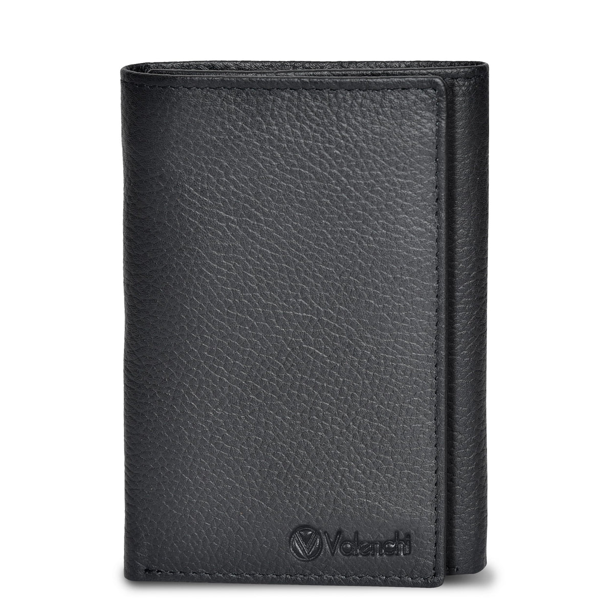 Leather Trifold Wallet For Men - RFID Blocking - 6 Card Slots, 2 Note Compartments & 1 ID Window - Minimalist Design, Slim Wallet - Premium, Fashionable Gifts for Him - Father's Day (Black Pebble)