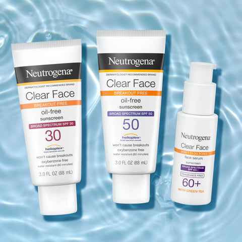 Neutrogena Clear Face Liquid Lotion Sunscreen for Acne-Prone Skin, Broad Spectrum SPF 50 Protection, Oil-, Fragrance- & Oxybenzone-Free Sunscreen, Non-Comedogenic, Twin Pack, 2 x 3 fl. oz