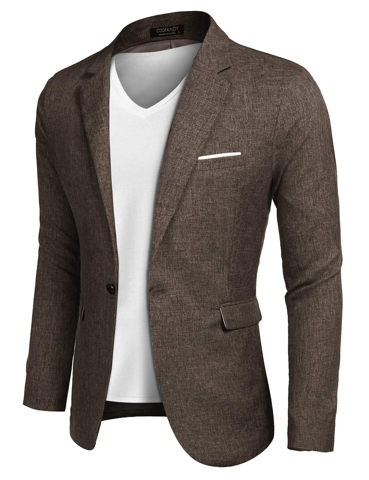 COOFANDY Mens Blazers and Sport Coats Casual Slim Fit One Button Suit Jacket Single Breasted Blazer (Brown XXL)