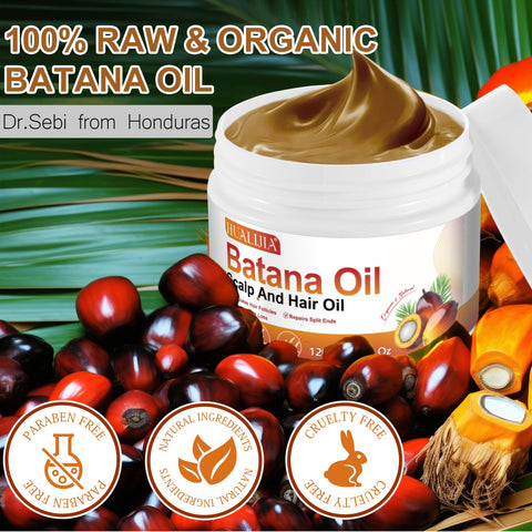 Raw Batana Oil for Hair Growth, Batana Oil Organic Dr. Sebi from Honduras - Prevent Hair Loss, Eliminates Split Ends and Enhances Hair Thickness for Men & Women 4.2 OZ