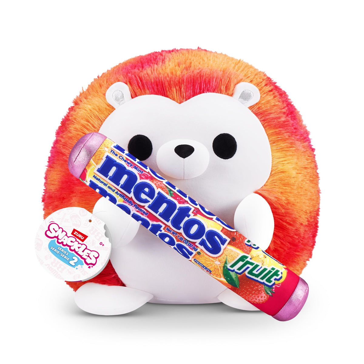 Snackles Series 2 Hedgehog & Mentos 16 Inch Plush by ZURU, Ultra Soft Plush, Collectible Plush with Real Licensed Brands, Stuffed Animal, Giftable