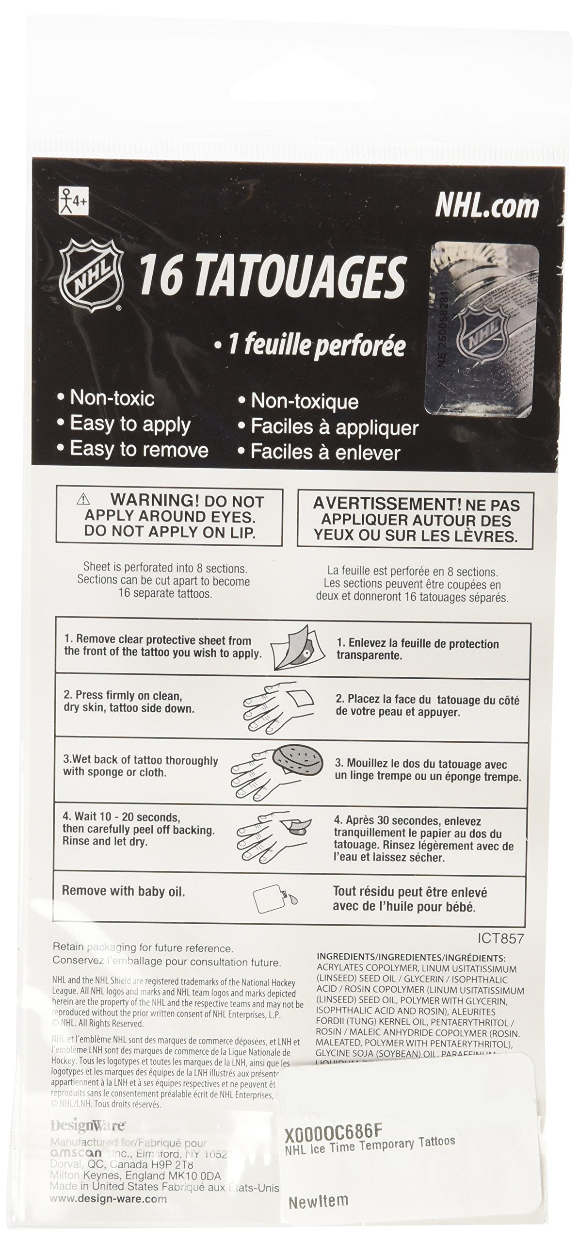 Amscan 393257 NHL Ice Time! Collection Tattoos, Party Favor | 1 piece
