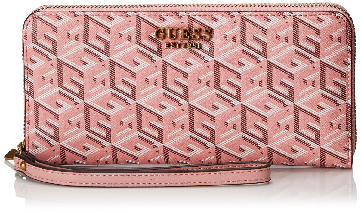 GUESS Laurel Large Zip Around Wallet, Apricot Rose Logo