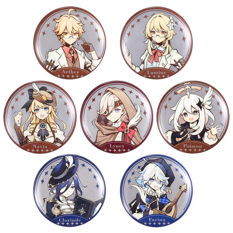 Genshin Impact Character Badge 58mm - Clorinde Story Quest - Furina, Navia, Clorinde, Lyney, Lumine, Aether, Paimon (Pack of 7)