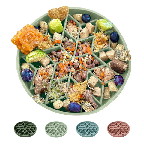 OHMO Slow Feeder Dog Bowls(Sage Green, 7.3") for Medium Small Large Breeds, Non-Slip Slow Feeder Cat Bowl with Suction Cup, Durable Food-Grade Silicone, Anti-Chocking and Anti-Bloat