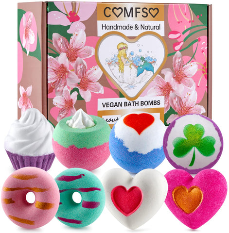 Bath Bombs for Girls - Easter Gifts, Easter Basket Stuffers, Bath Bombs for Kids, Bubble Bath, Handmade Bath Bomb Gift Set, Essential Oil, Relaxing Spa Gifts Basket for Her Wife Mom Women Birthday