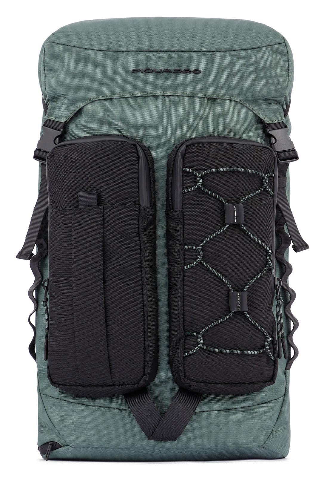 PIQUADRO Mick Backpack 2 Compartments with Flap and PC 15.6 Inch Fabric, Olive Green, Taglia unica, Business, olive green, standard size, Business