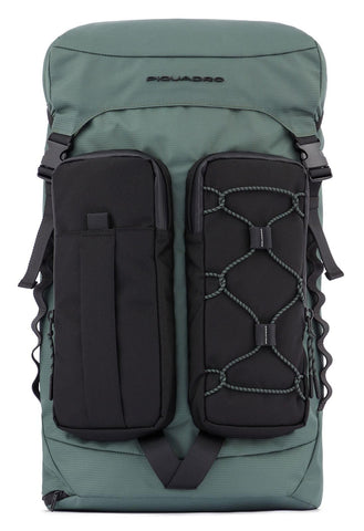 PIQUADRO Mick Backpack 2 Compartments with Flap and PC 15.6 Inch Fabric, Olive Green, Taglia unica, Business, olive green, standard size, Business