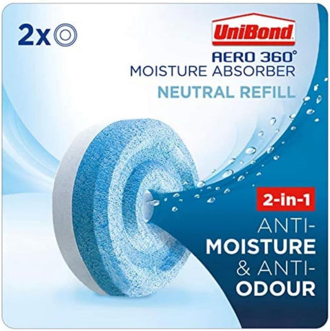 UniBond AERO 360ÃƒÆ’Ã†â€™ÃƒÂ¢Ã¢â€šÂ¬Ã…Â¡ÃƒÆ’Ã¢â‚¬Å¡Ãƒâ€šÃ‚Â° Moisture Absorber Neutral Refill Tab, ultra-absorbent and odour-neutralising, for AERO 360ÃƒÆ’Ã†â€™ÃƒÂ¢Ã¢â€šÂ¬Ã…Â¡ÃƒÆ’Ã¢â‚¬Å¡Ãƒâ€šÃ‚Â° Dehumidifier, Condensation Absorbers, Twin Pack (2 x 450g)