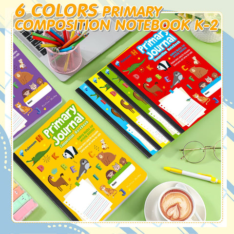 Fulmoon 24 Pcs Primary Composition Notebook K-2 with Picture Space Primary Journal Grades K-2 Draw and Write Journal Composition Book Primary Journal for Preschool Classroom, 80 Sheet (Multicolor)