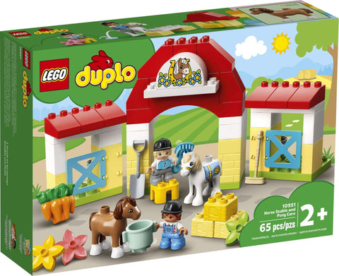 LEGO DUPLO Town Horse Stable and Pony Care 10951 Horse and Pony Stable Playset for Preschoolers; Great Gift for Kids Who Love Horses, Ponies and Pony Rides, New 2021 (65 Pieces)