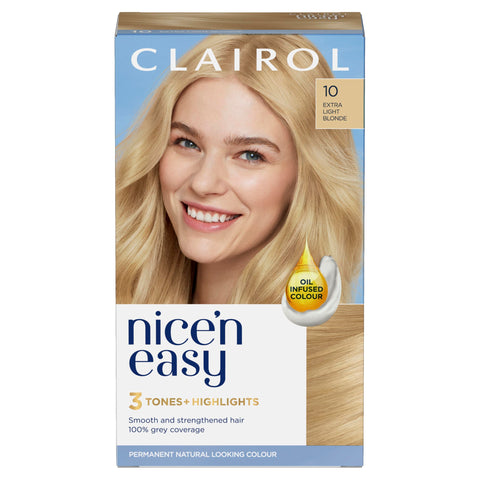 Clairol Nice'n Easy CrÃƒÆ’Ã†â€™Ãƒâ€šÃ‚Â¨me, Natural Looking Oil Infused Permanent Hair Dye, 10 Extra Light Blonde