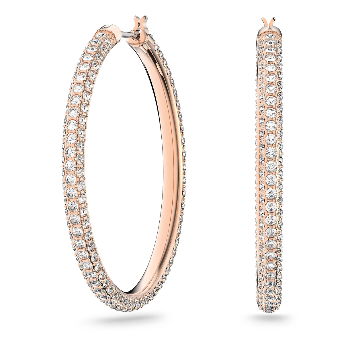 Swarovski Stone hoop earrings, Pink, Rose gold-tone plated
