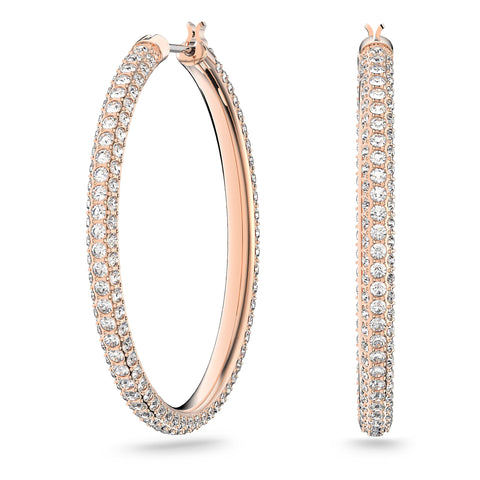 Swarovski Stone hoop earrings, Pink, Rose gold-tone plated
