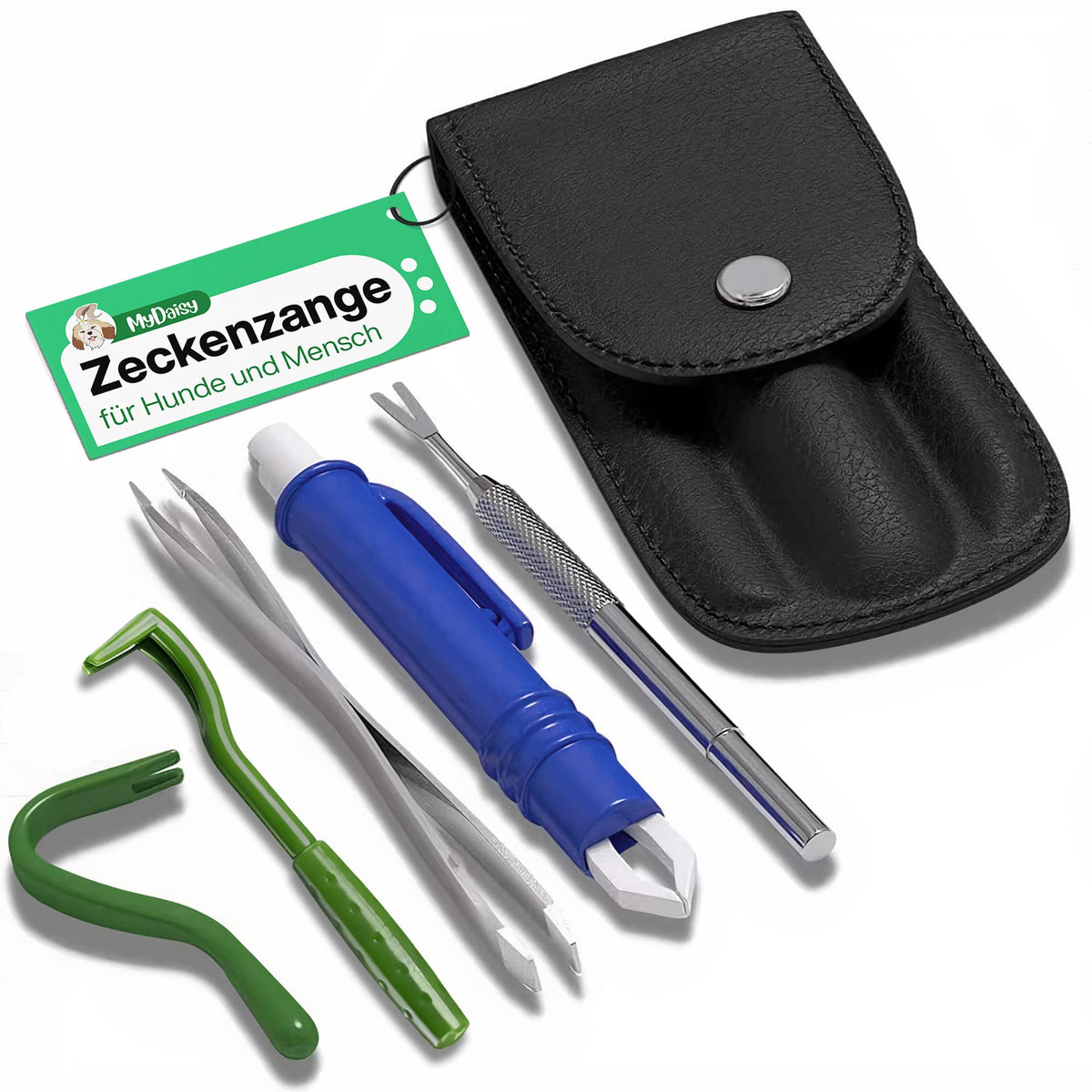 MYDAISY Tick Remover Tools for Dogs with Case - Tick Remover for Humans - Tick Remover for Cats, Pets & Children - Tick Removal Tool for Dogs - Tick Tweezers