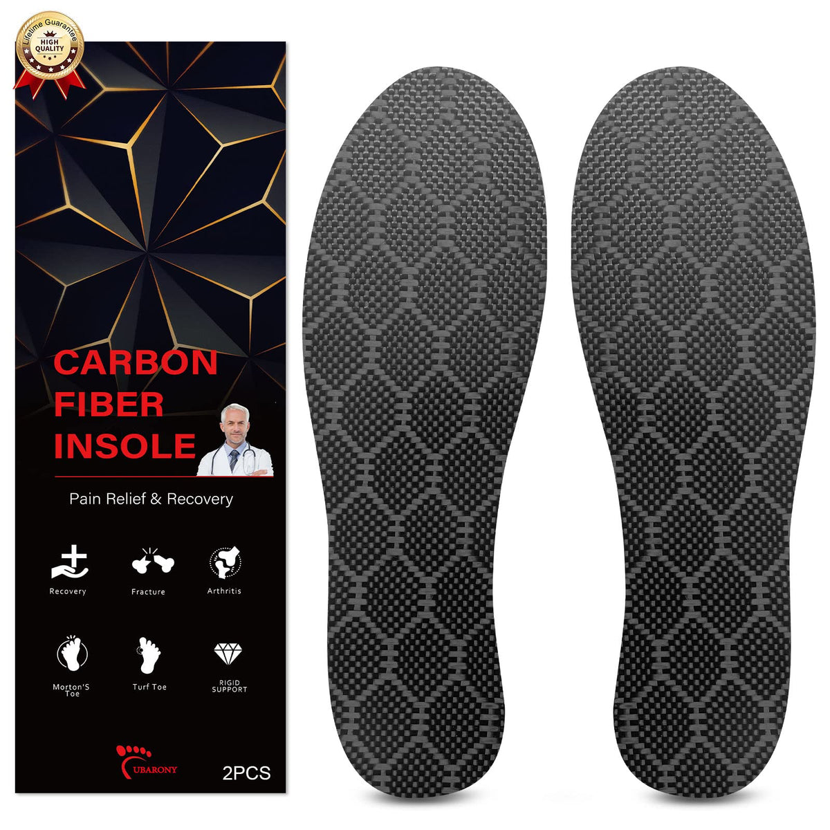 Carbon Fiber Insole 1 Pair for Men Women, Rigid Sole Shoe Insert for Recovery, Graphite Foot Plate for Arthritis, Hallux Rigidus, Turf Toe, Mortonâ€™s, Plantar Fasciitis, Foot Fracture 215mm