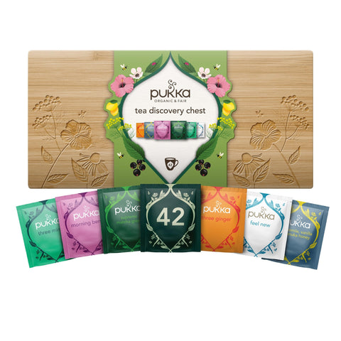 Pukka Herbs Herbal Tea Chest |Organic | Tea Collection | Reusable Sharing Box | 42 Sachets | 6 Flavours