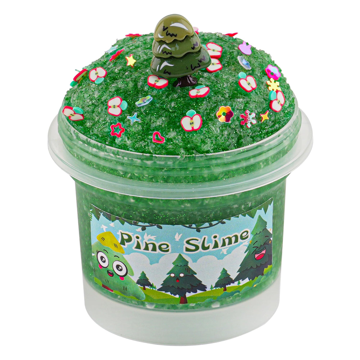 Green Snow Fizz Slime, Non-Sticky Crunchy Slime with Pine Tree Slime Charm, Slime Party Favors for Kids, Girls Gifts & Boys GiftsSensory Toys for Birthday Easter Hallowmas Christmas Slime
