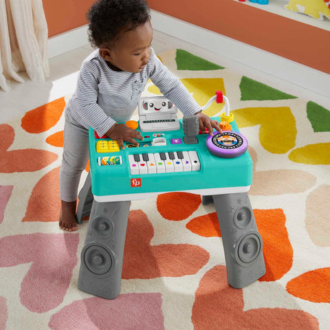 Fisher-Price Learning Fun DJ Game Table - Musical Learning Toy with 3 Piano Play Modes, Lights, 12 Motor Activities and 100+ Songs and Tones, Speaks German, from 6 Months / 1 Year, HRB63