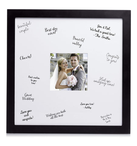 Pearhead Wedding Signature Guest Book Frame and Marker, Creative Wedding or Bridal Shower Guestbook Alternative, Black
