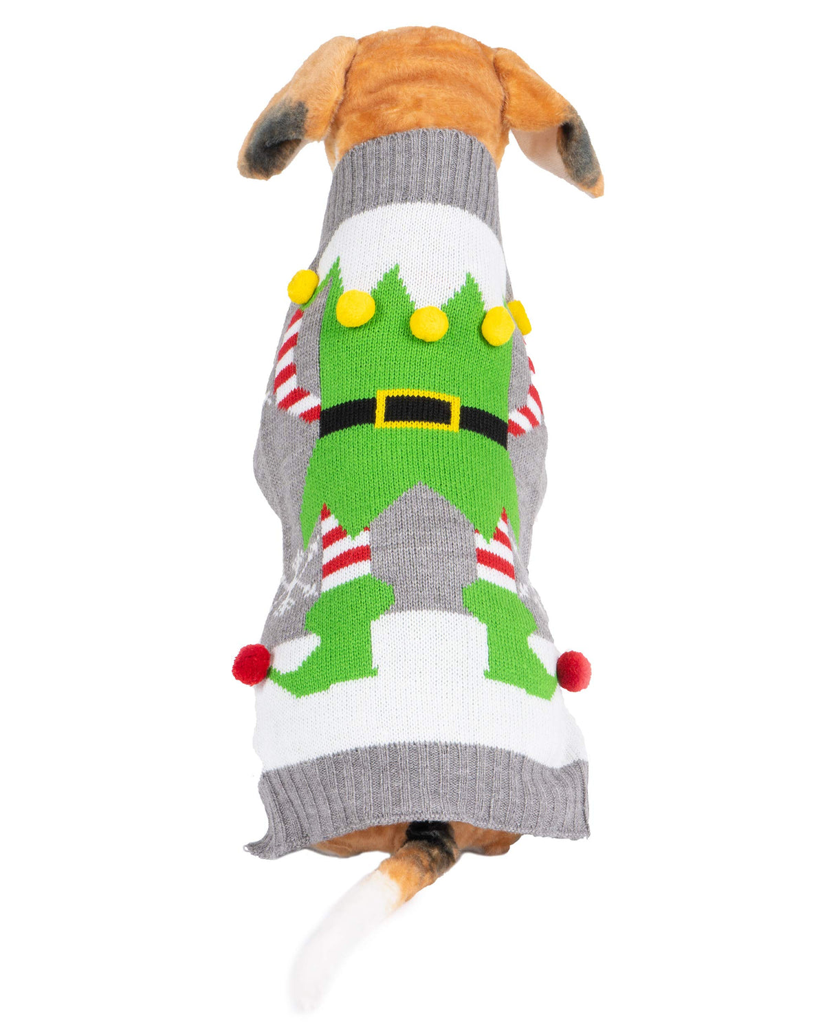 NOROZE Dog Christmas Jumper Warm Winter Clothes Puppy Snowman Elf Soft Coat Xmas Dogs Sweater Outfit (L, Elf Grey)