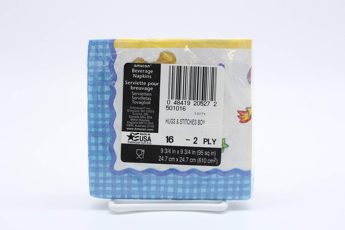 Hug And Stitches Boy - 10 Inch Beverage Napkin - 16/pkg.