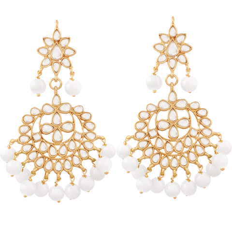 I Jewels Traditional Gold Plated Kundan & Pearl Earrings for Women (E7058W)