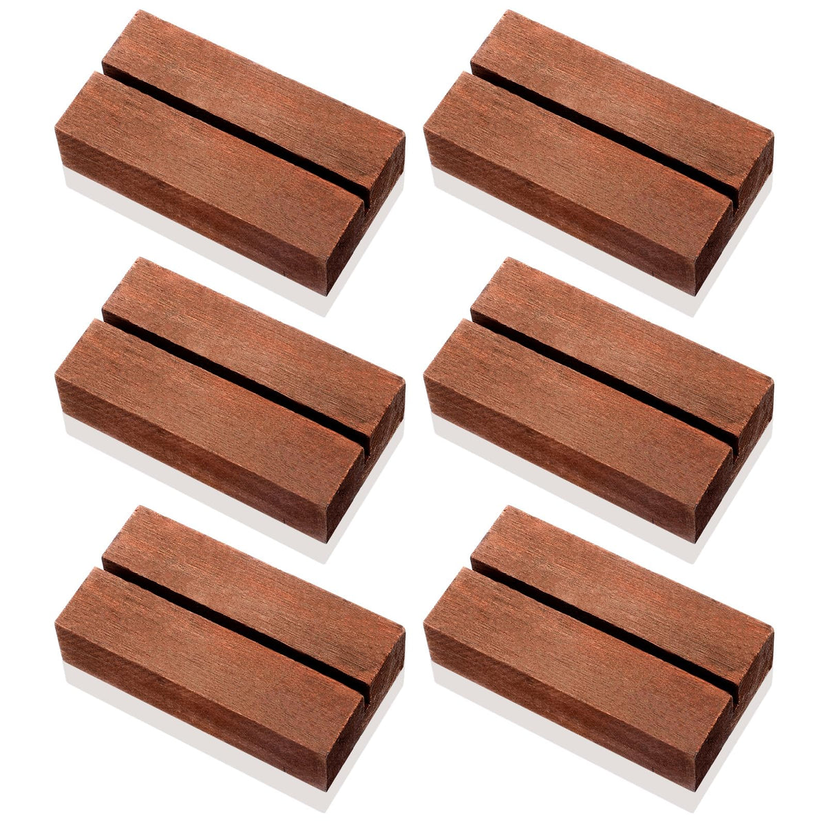 KALIONE 6 Pcs Wood Place Card Holders Table Number Holders Sign Holders, Wood Card Stands for Acrylic Signs Table Card Display Standsfor Wedding Party Events Decoration(3x1.6x0.8 Inch)