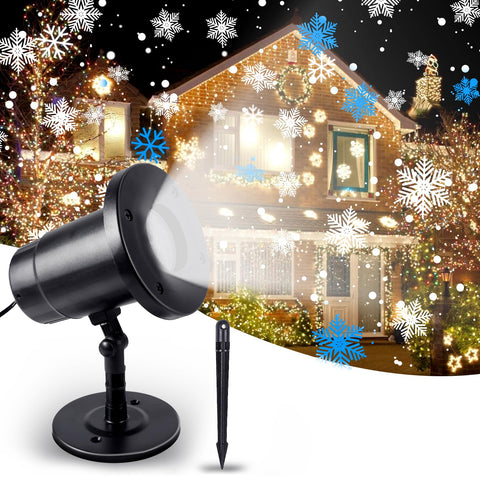 NEMMXUB Outdoor Christmas Projector, LED Snowflake Projection Lights, IP65 Snowflake Projector Lamp for Christmas, Halloween, Family Parties